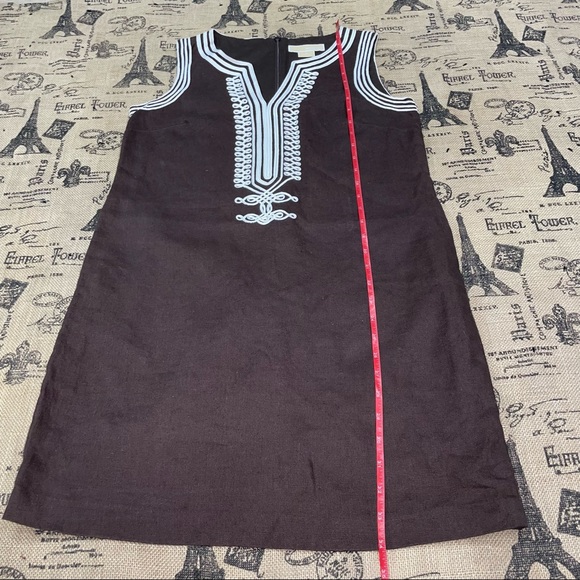 Michael Kors Brown/White Linen V Neck Sleeveless Dress Size 6 - Picture 12 of 12